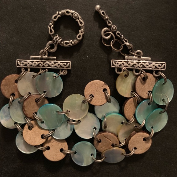 Lia Sophia Jewelry - 3 Strand aloha abalone and wood bracelet